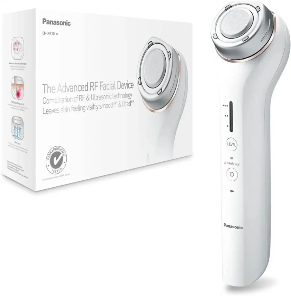 Panasonic EH-XR10 Aparato facial avanzado con radiofrecuencia y tecnología ultrasónica, evita la aparicion de lineas de expresion, Color Blanco